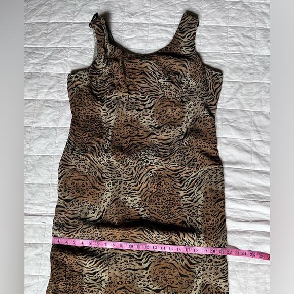 Vintage Tiger Leopard/Cheetah Print Crinkle Midi Dress Mobwife Maximalist -Large - Picture 10 of 11